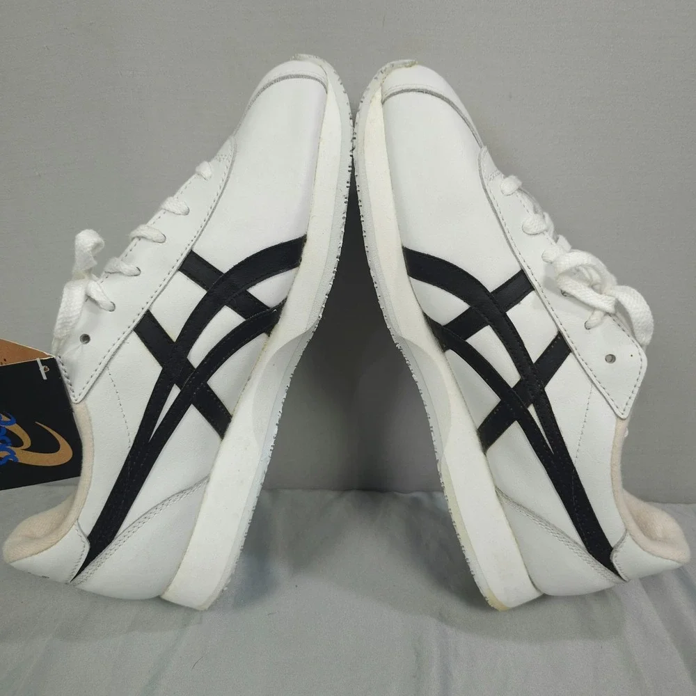 Vtg Asics Cheer Shoes Women 9.5 White Black Leather NCA Cheerleading